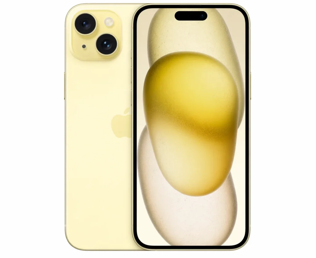 pale yellow iphones on white backdrop